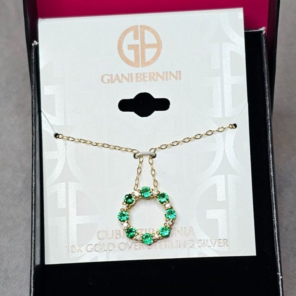 Giani Bernini Lab-Created Green Quartz & Cubic Zirconia 18k Gold-Plated Necklace